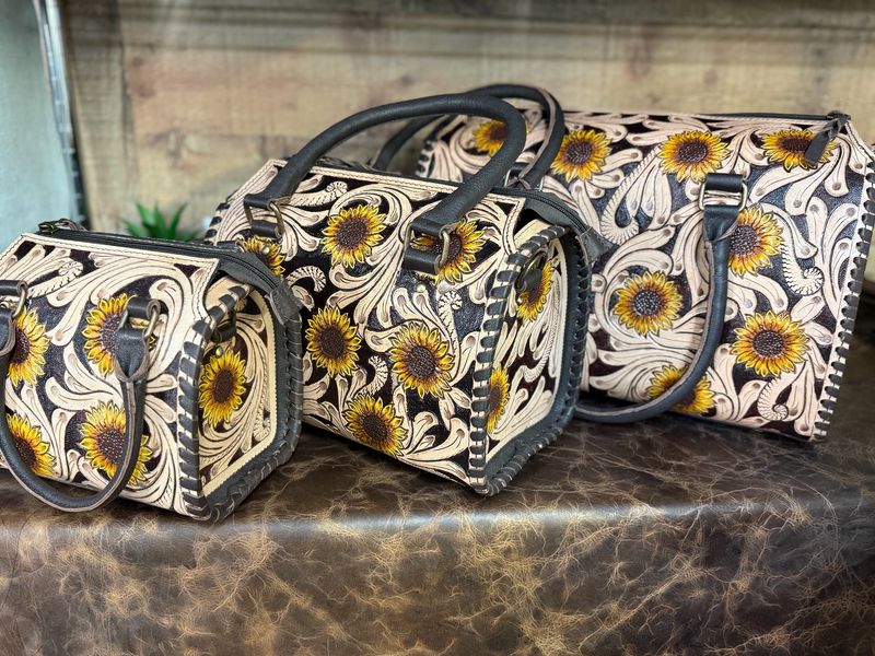 Sunflower Tooled Speedy Barrel Bags