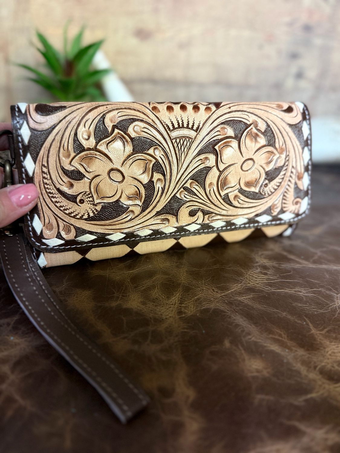 The Saddle Checkmate Tooled Wallet