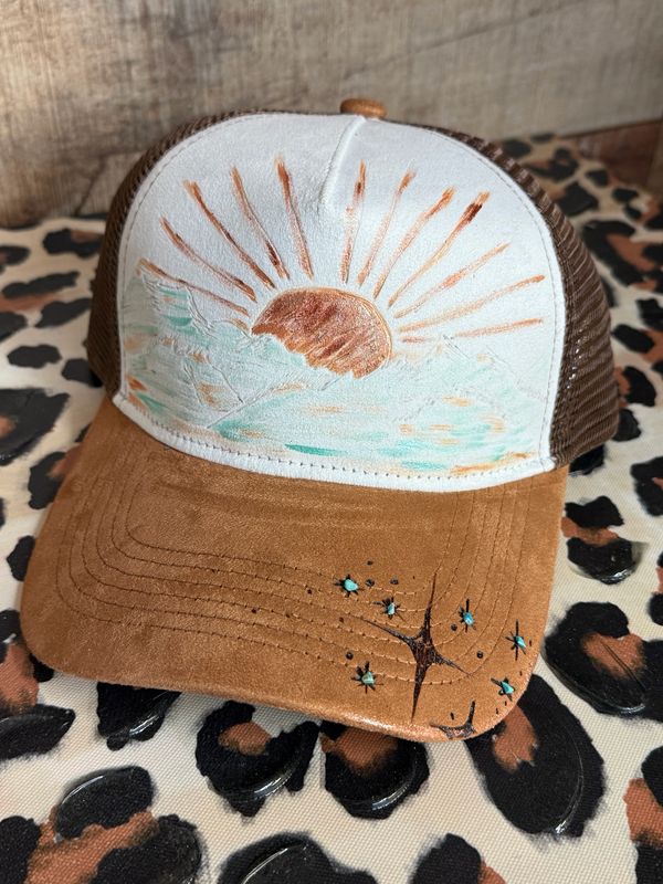 Sunshine &amp; Mountains Burned Trucker Hat