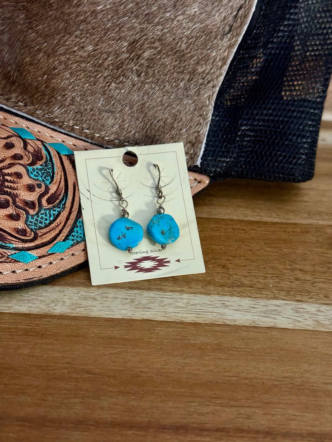 Kingman Turquoise Disc Dangle Earrings