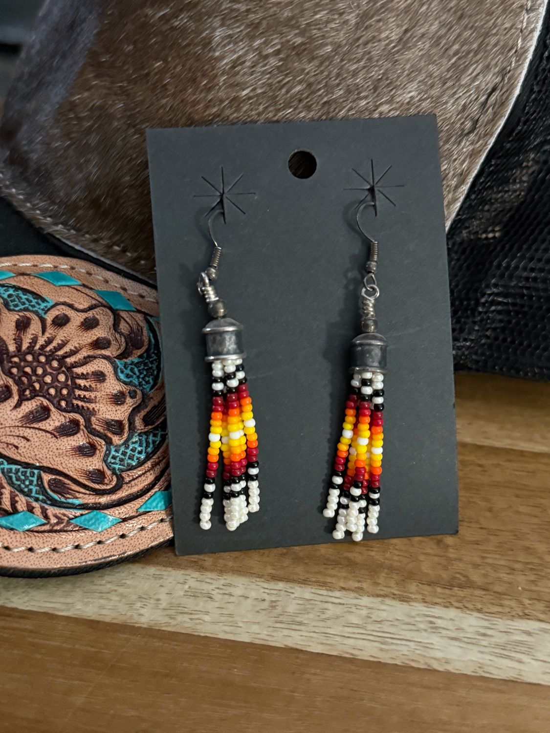 Navajo Bead Earrings with Sterling Silver