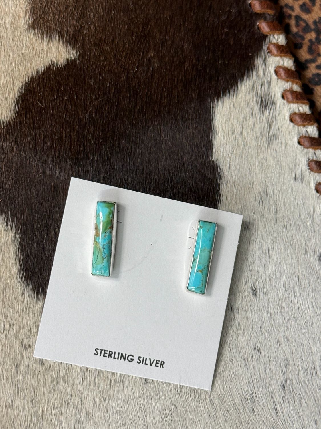 Kingman Turquoise Long Rectangle Western Earrings