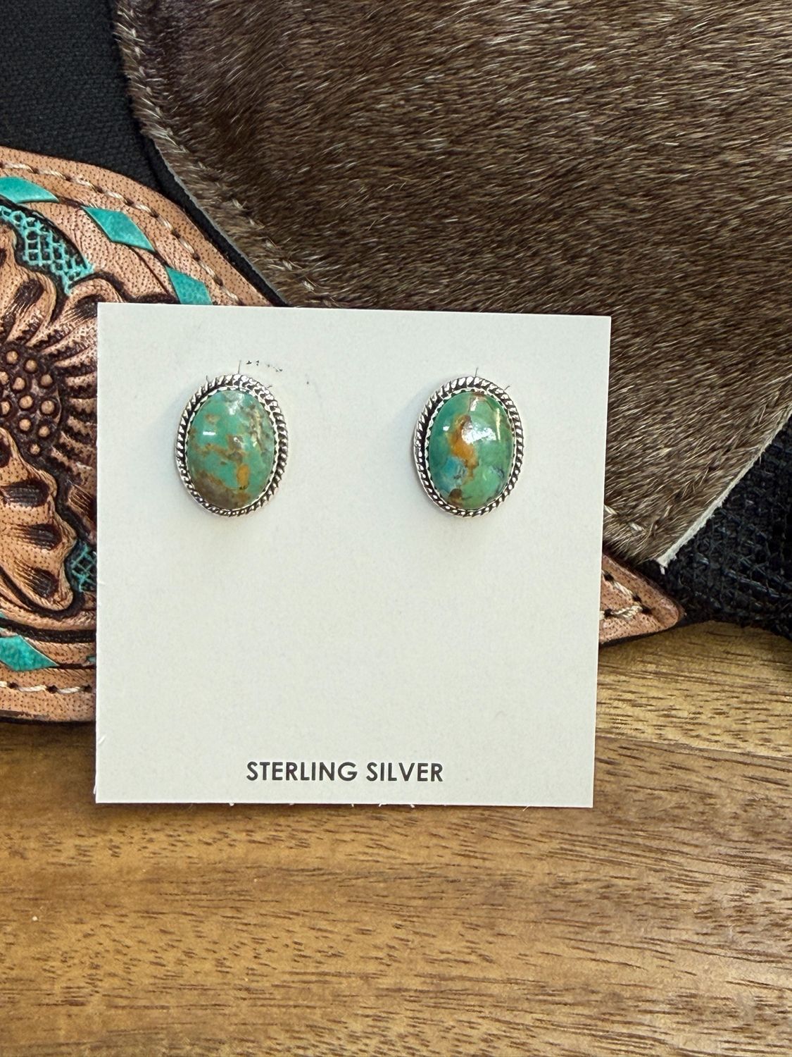 Kingman Turquoise Post Statement Earrings