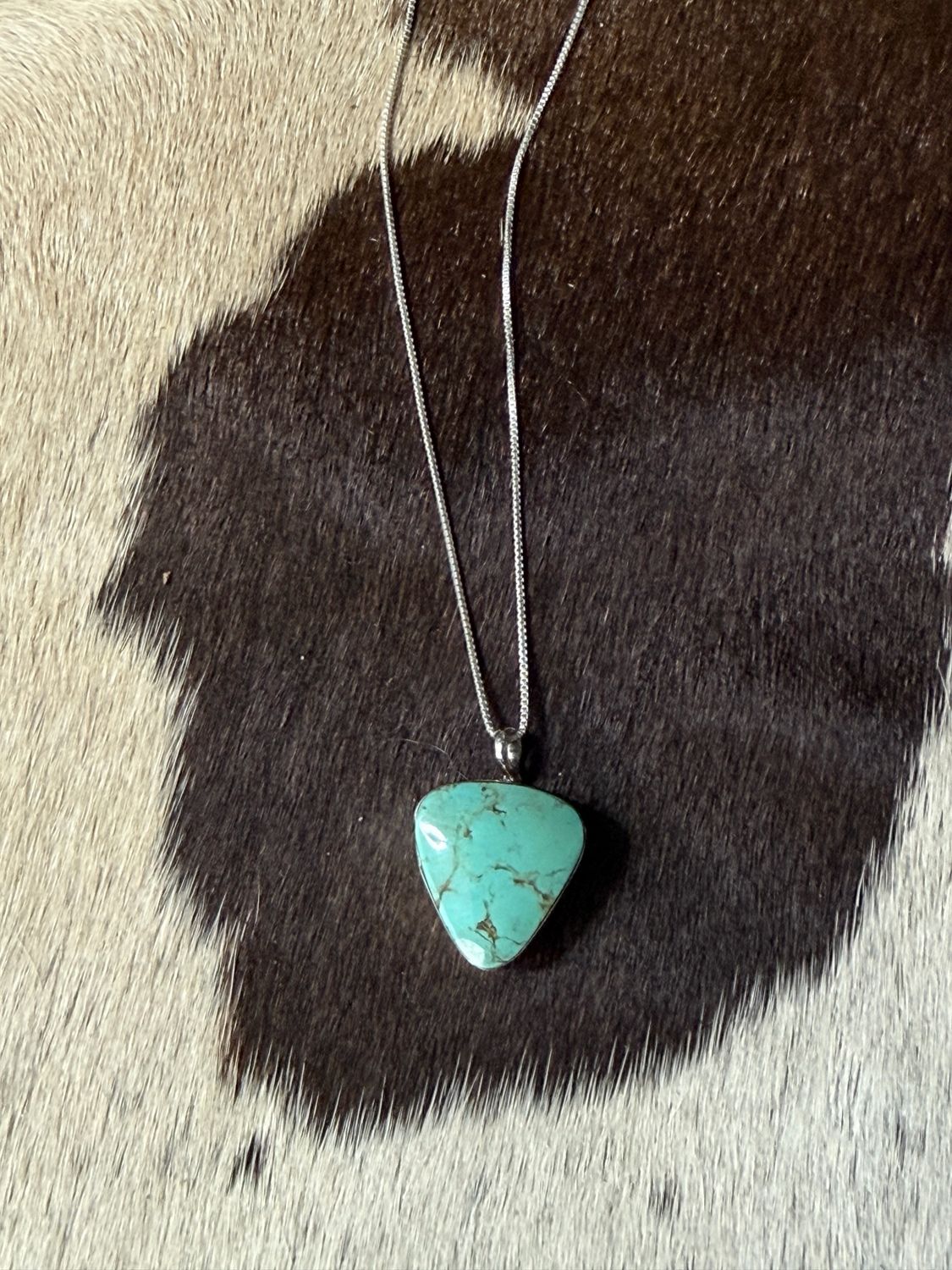 Navajo Handmade Royston Turquoise Triangle Necklace
