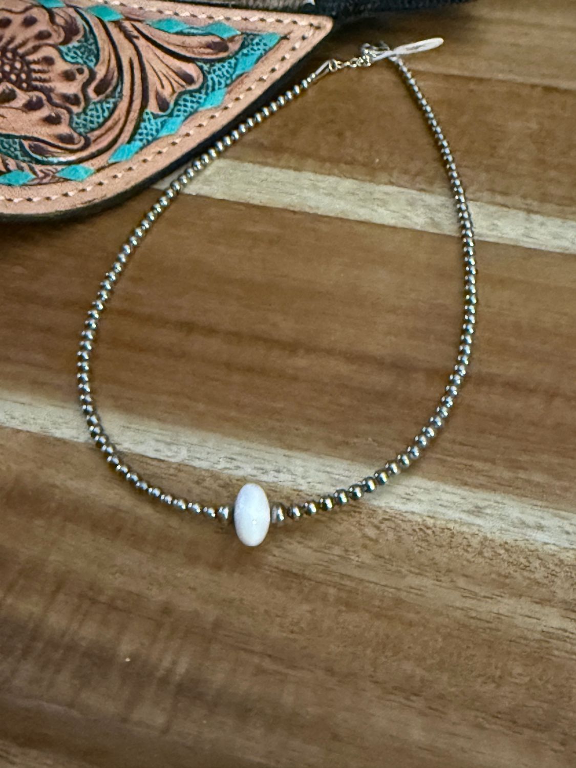 Navajo Pearl Necklace with Light Pink Conch Western Necklace