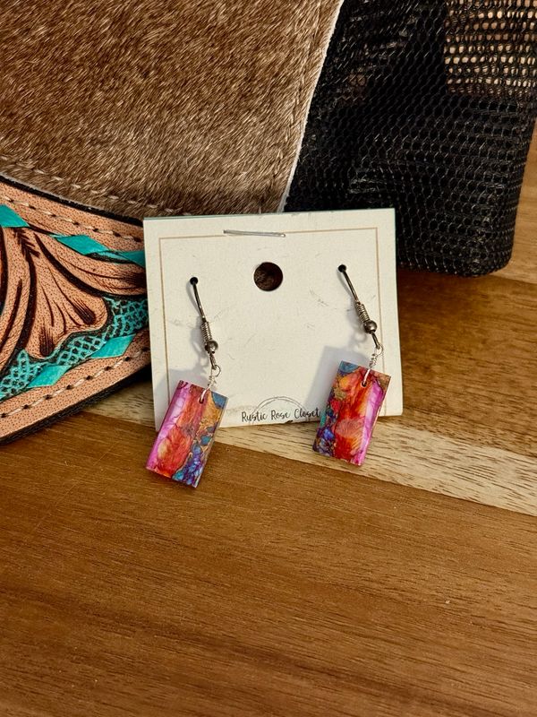 Multicolor Stone Rectangle Southwest Earrings