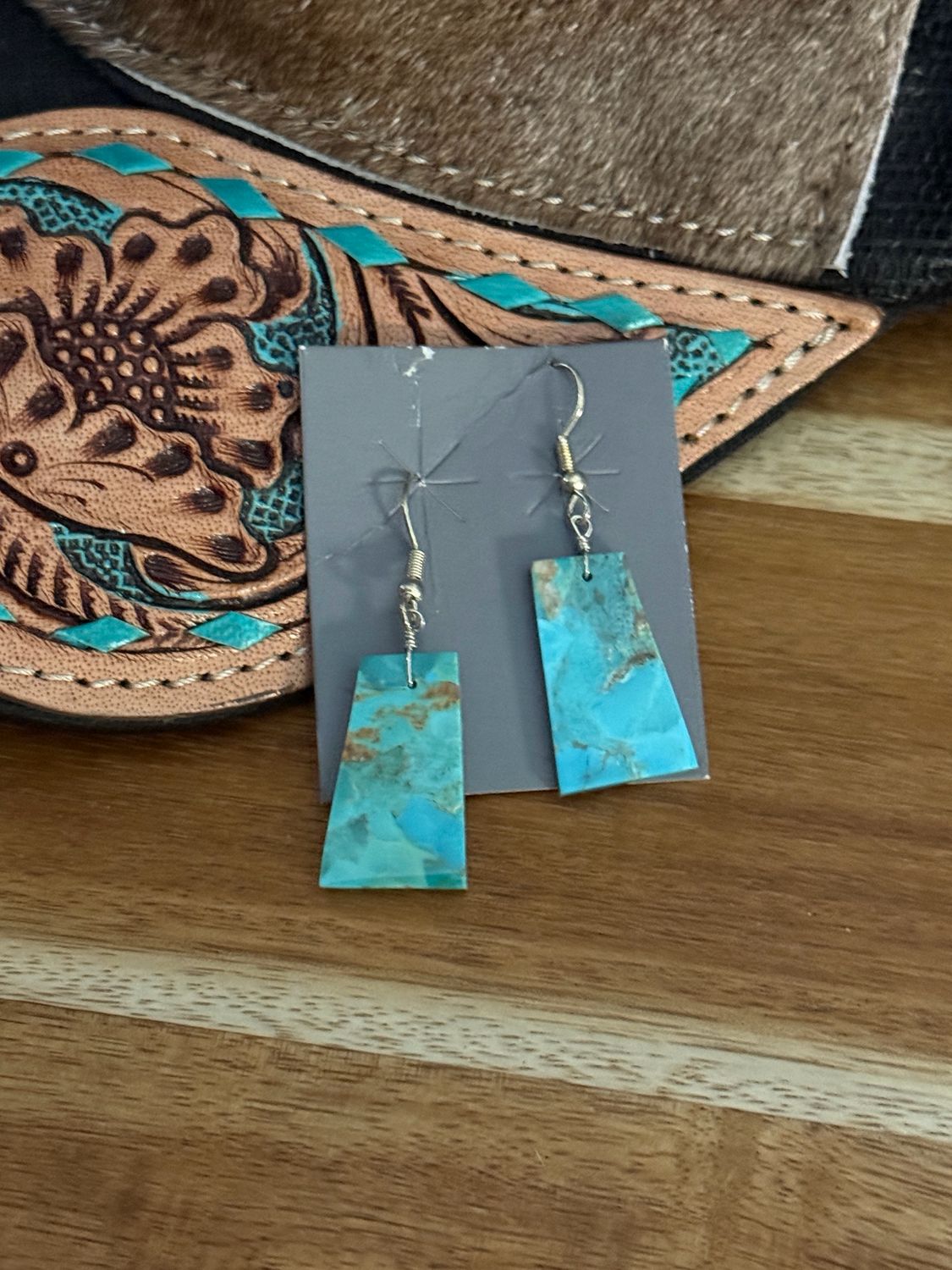 Southwestern Turquoise Slab Earrings