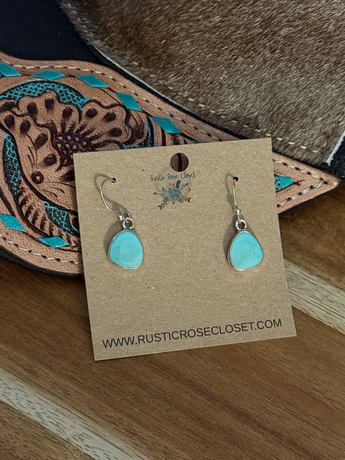 Dainty Turquoise Drop Sterling Silver Western Earrings