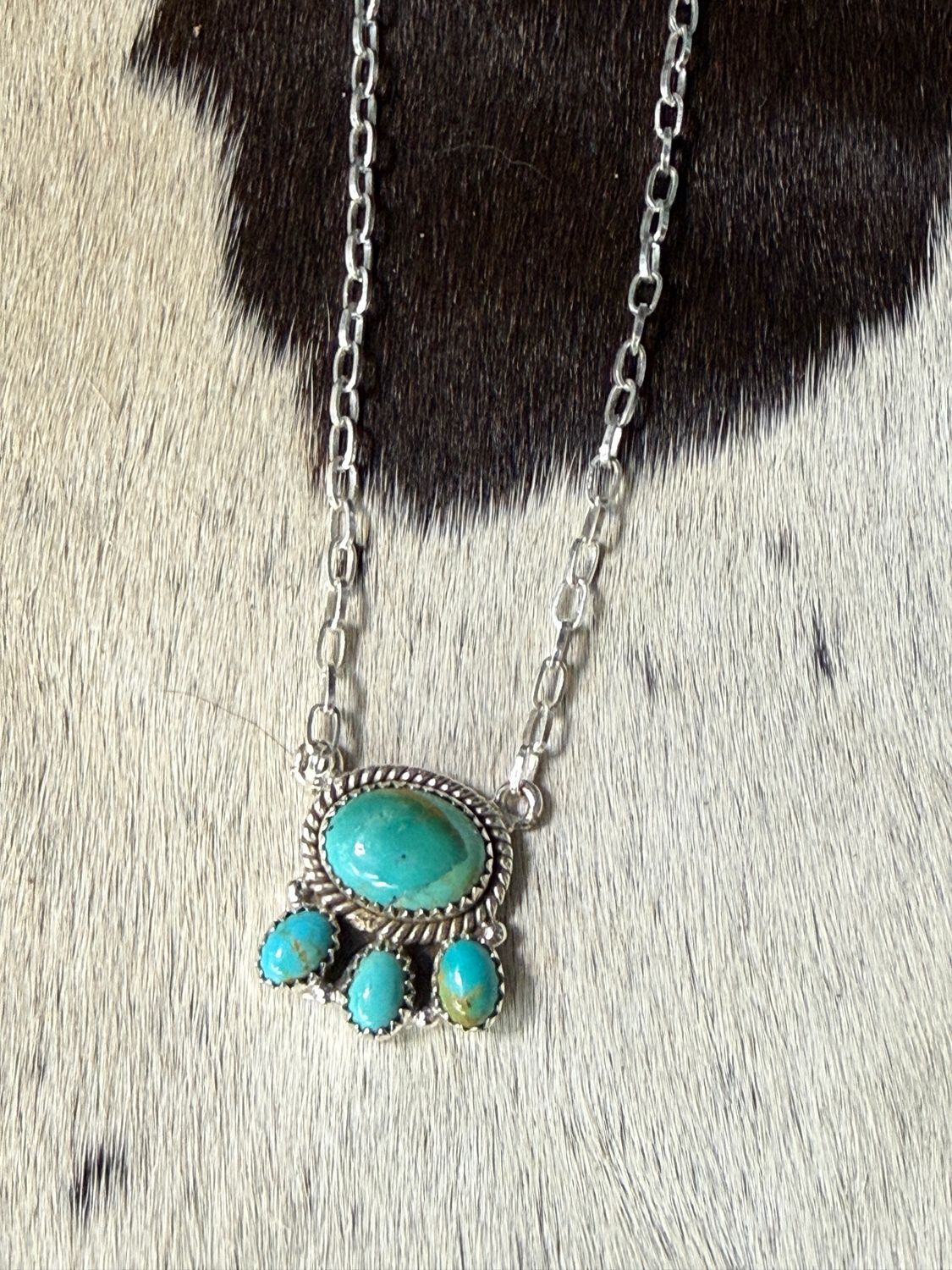 Kingman Turquoise Cluster Necklace