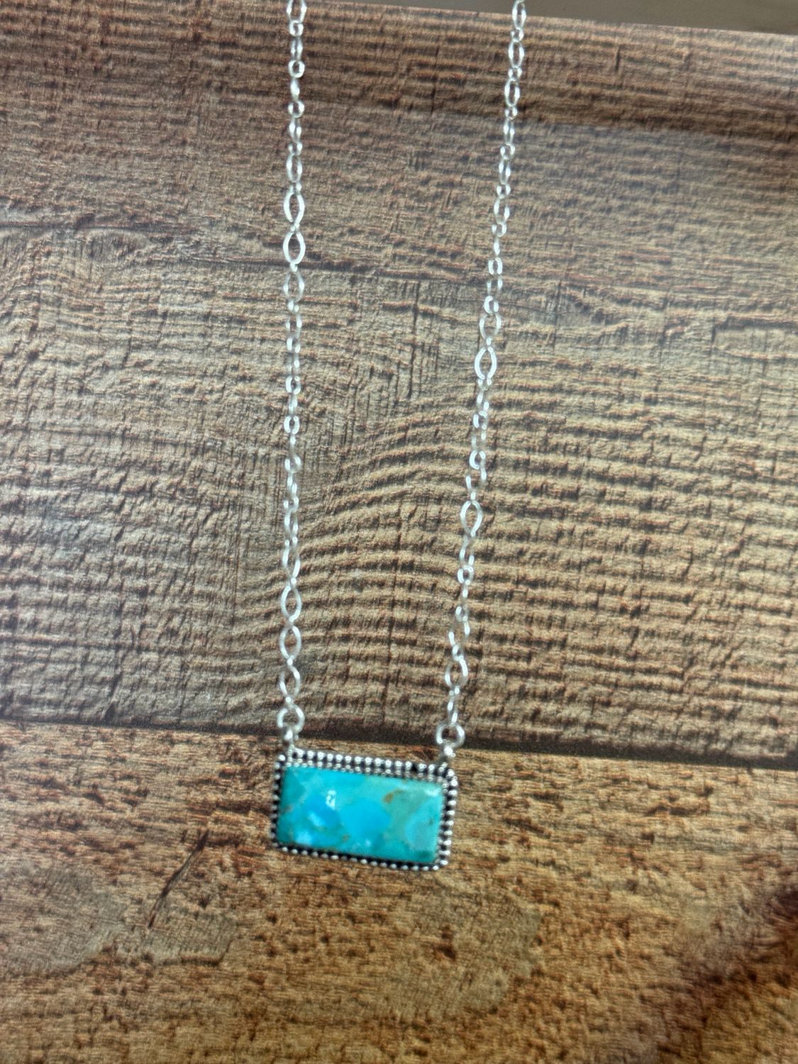 Kingman Turquoise Small Bar Necklace
