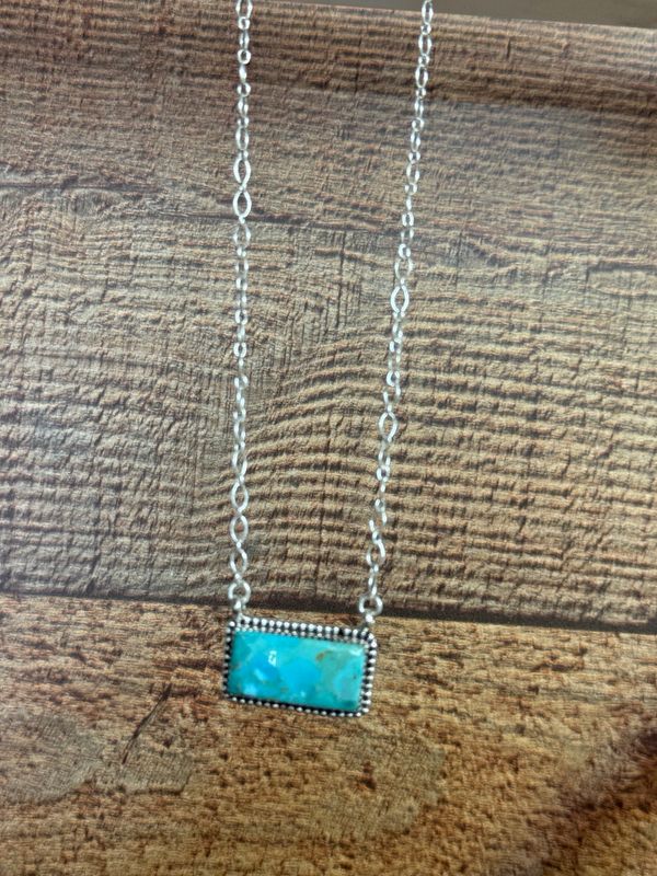 Kingman Turquoise Small Bar Necklace