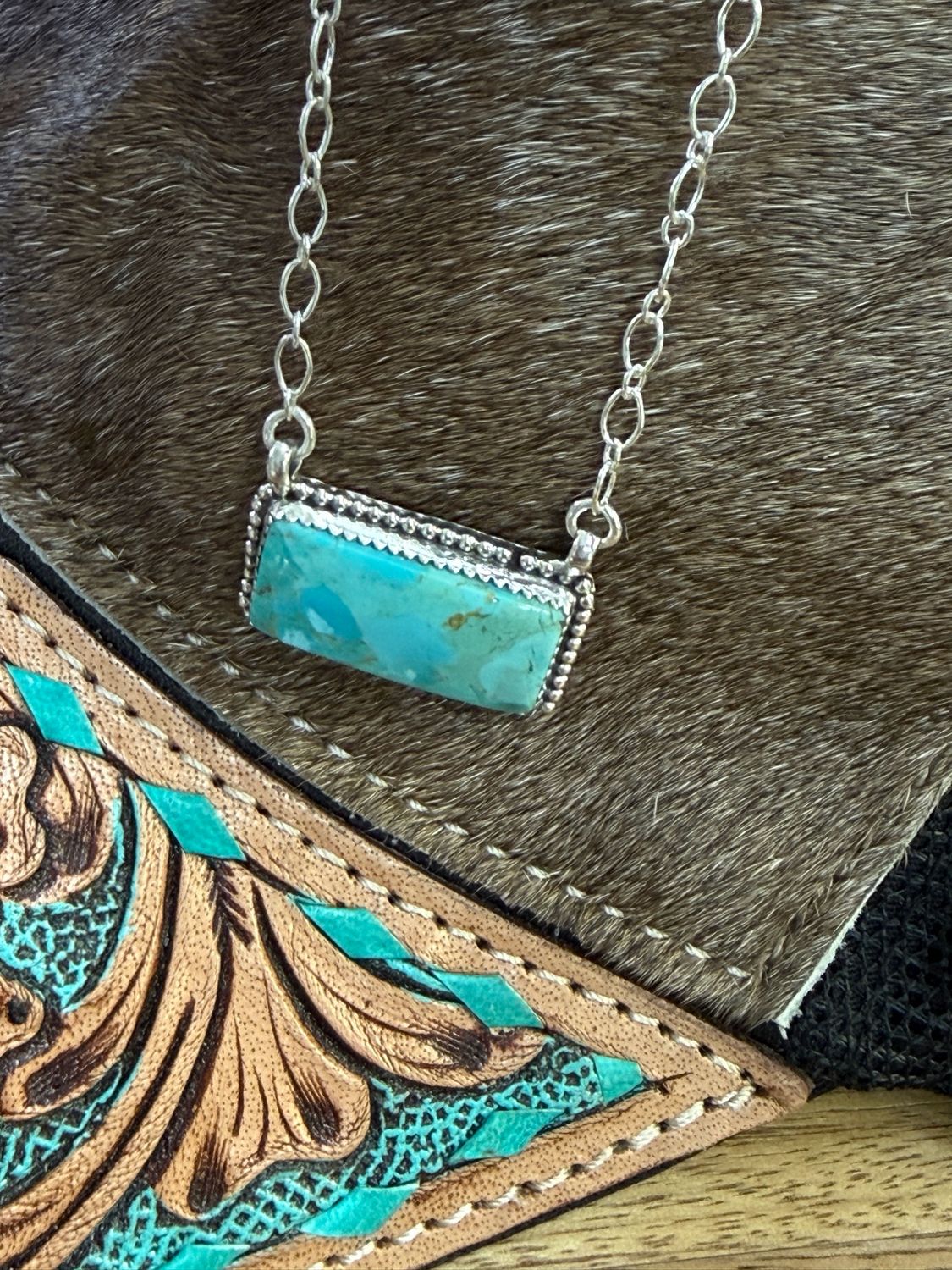 Kingman Turquoise Large Bar Necklace
