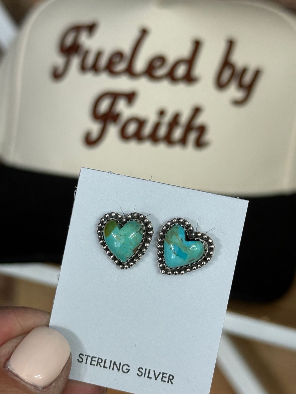 Kingman Heart Turquoise Earrings