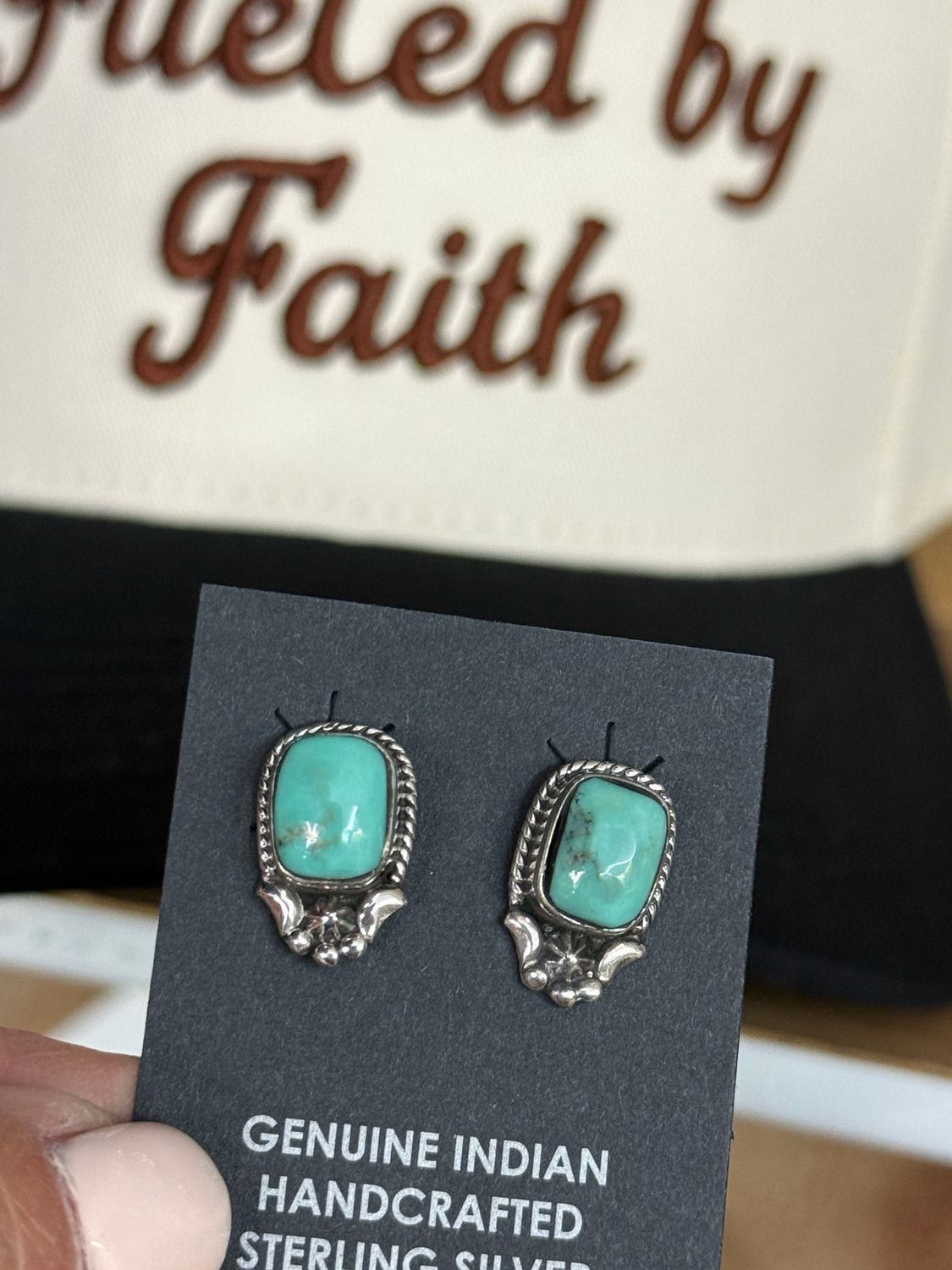 Navajo Handmade Kingman Turquoise Earrings