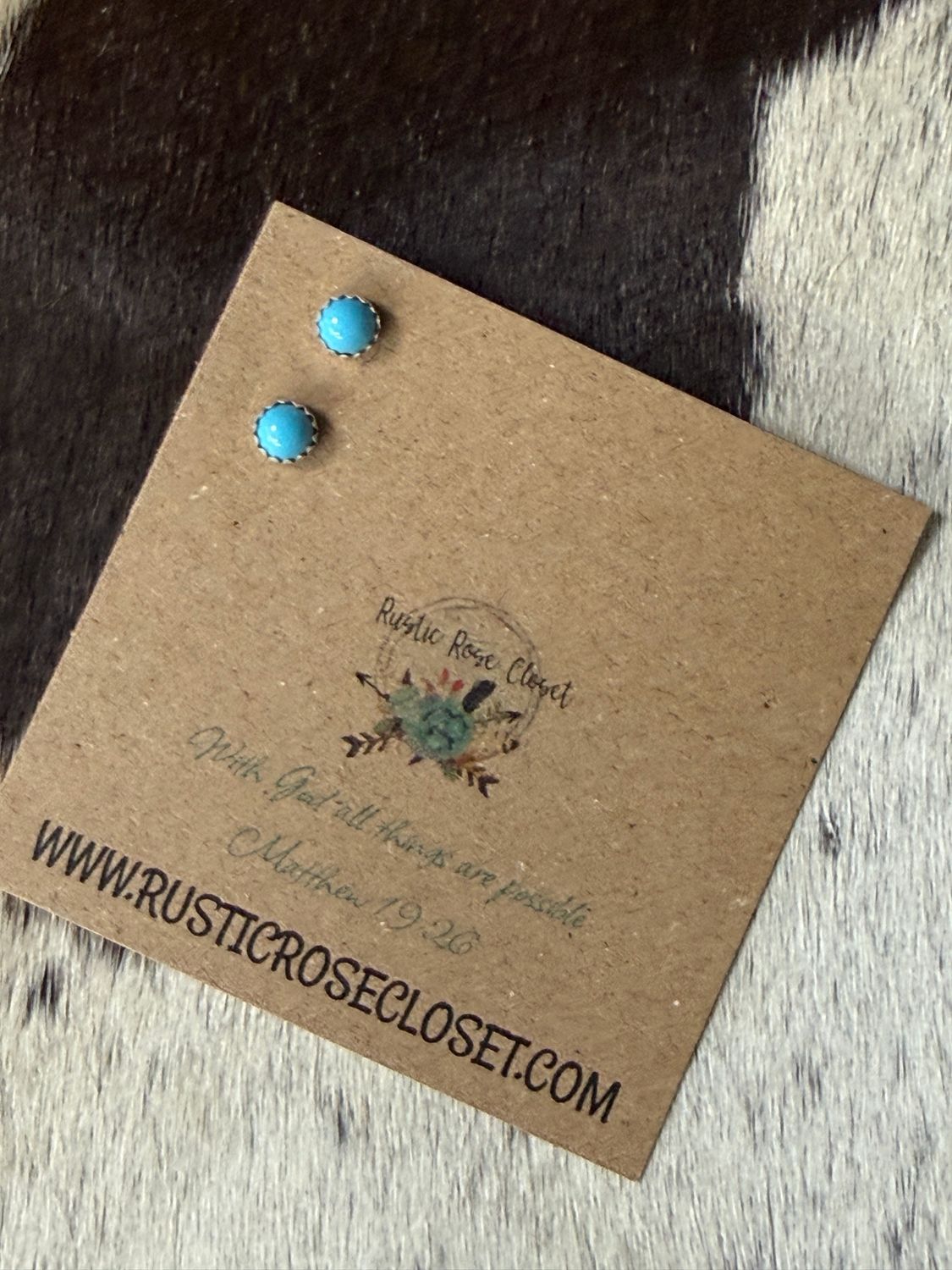 Turquoise Round Navajo Handmade Post Earrings