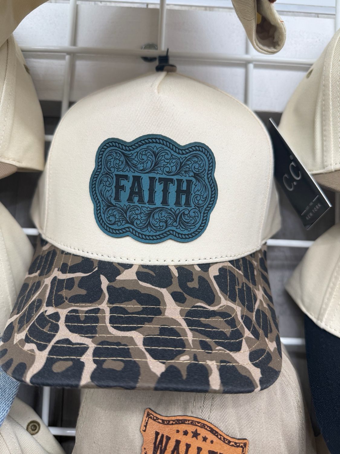 Faith Turquoise Western Patch Hat With Leopard Print