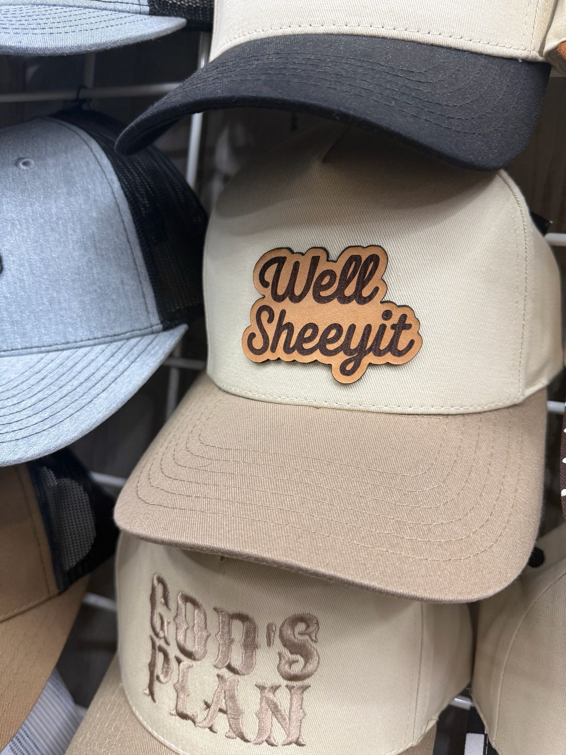 Well Sheeyit Trucker Hat-Western Funny Hat with Leather Patch