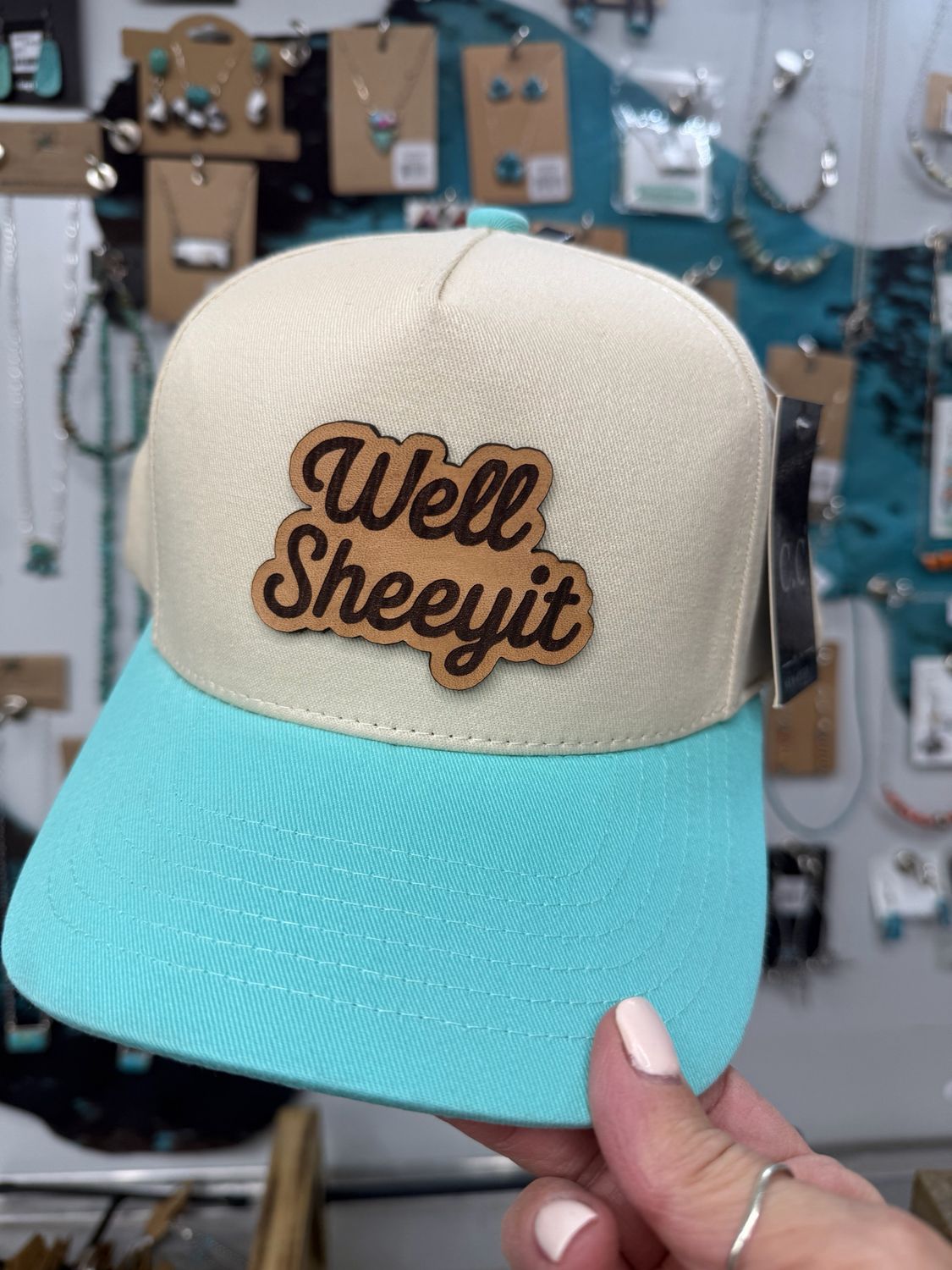 Well Sheeyit Mint Turquoise Bill Trucker Hat