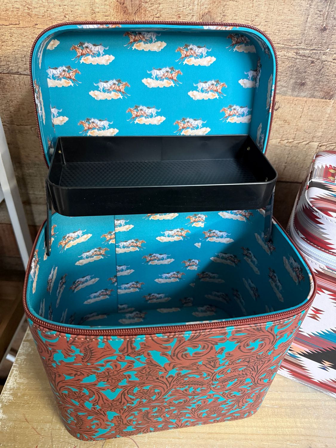 Tooled Turquoise Make up Box