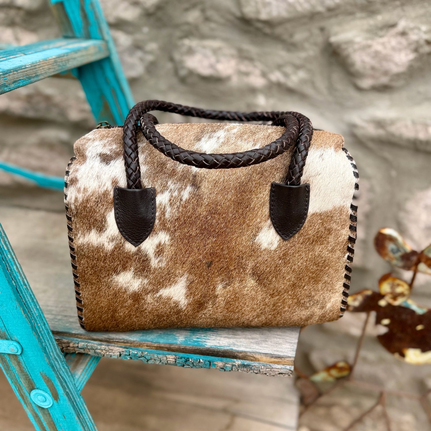 Cowhide &amp; Leather Western Speedy Barrel Bag