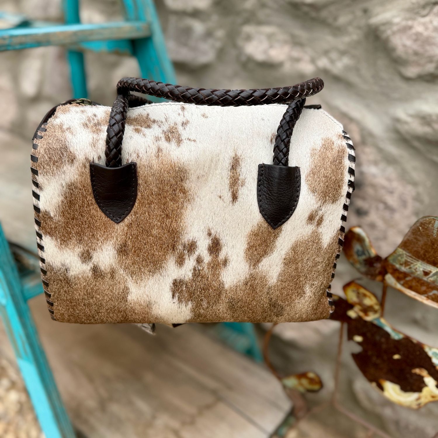 Leather &amp; Cowhide Western Speedy Barrel Bag