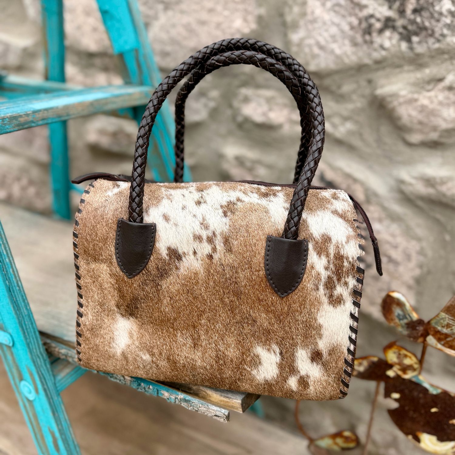 Western Cowhide Leather Speedy Barrel Bag