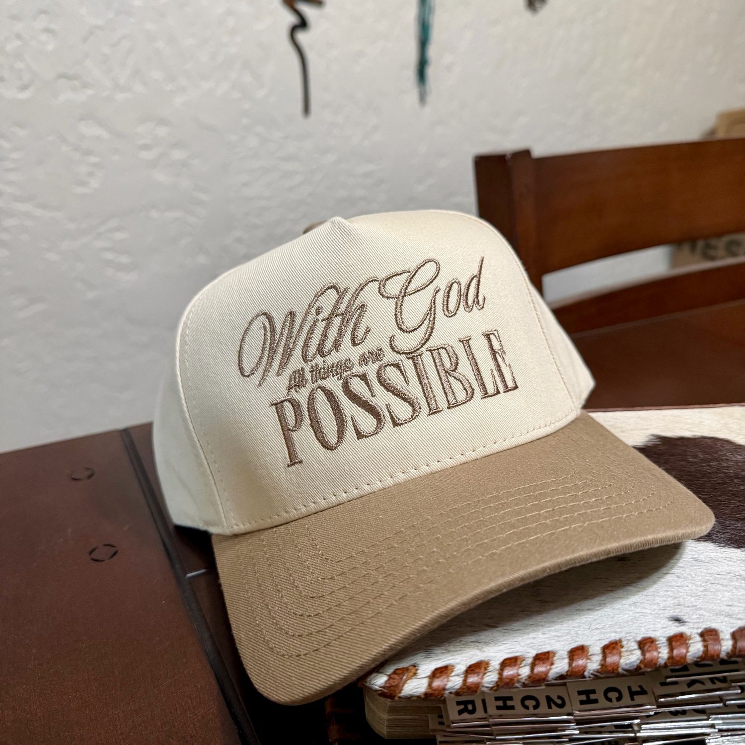 With God All All Things are Possible Embroidered Trucker Hat