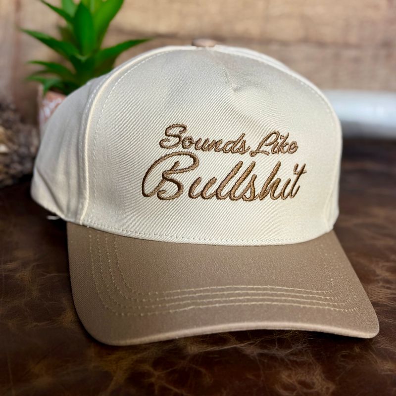 Sounds Like Bullshit Embroidered Trucker Hat in Mocha