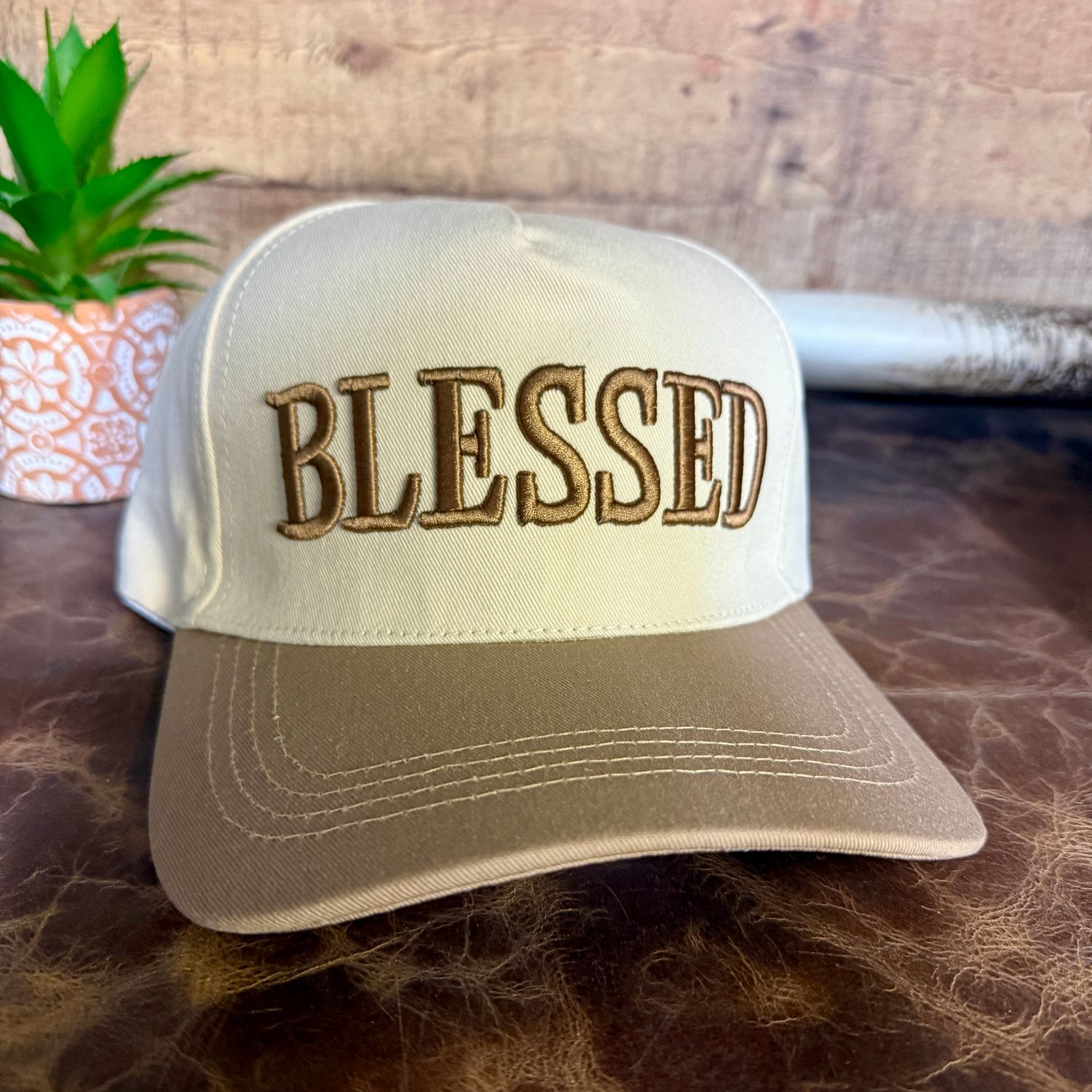 Blessed Mocha Embroidered Trucker Hat