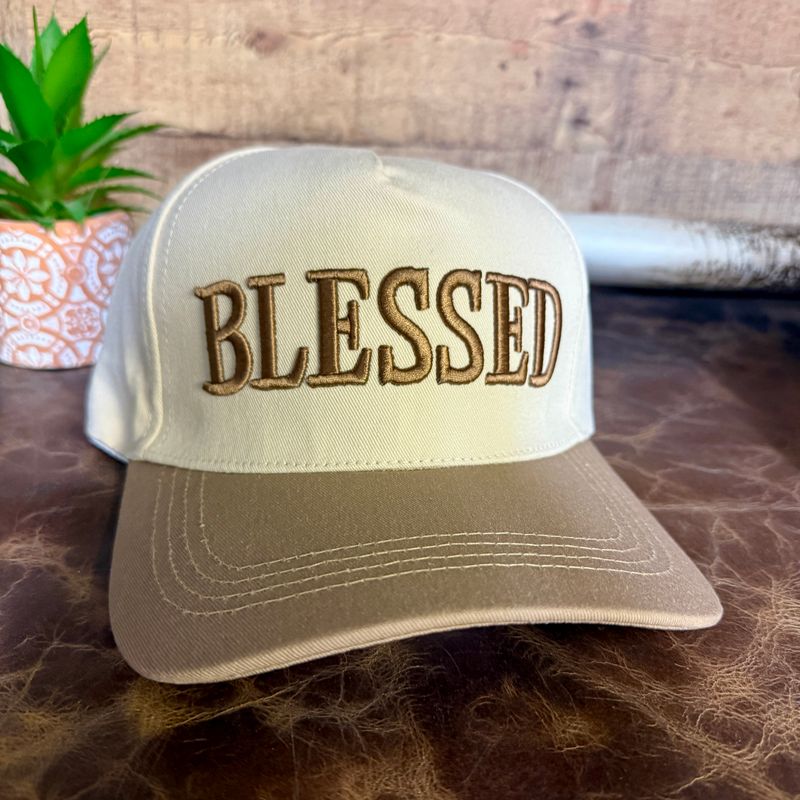 Blessed Mocha Embroidered Trucker Hat