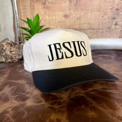 Jesus Black Embroidered Trucker Hat