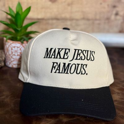 Make Jesus Famous Black Embroidered Trucker Hat