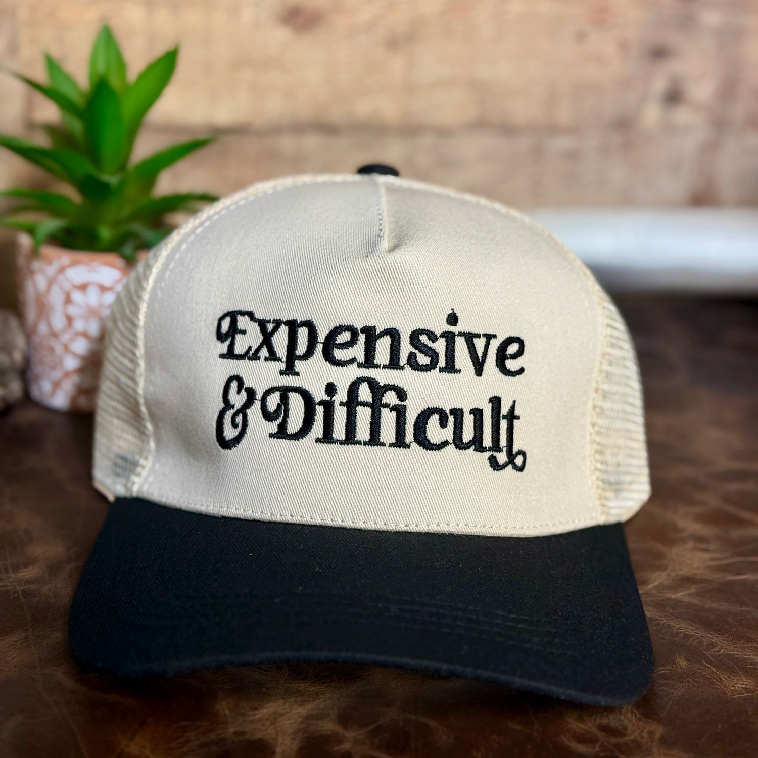 Expensive &amp; Difficult Embroidered Trucker Hat