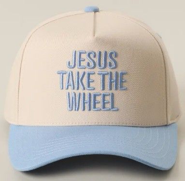 Blue Jesus Take The Wheel Embroidered Trucker Hat