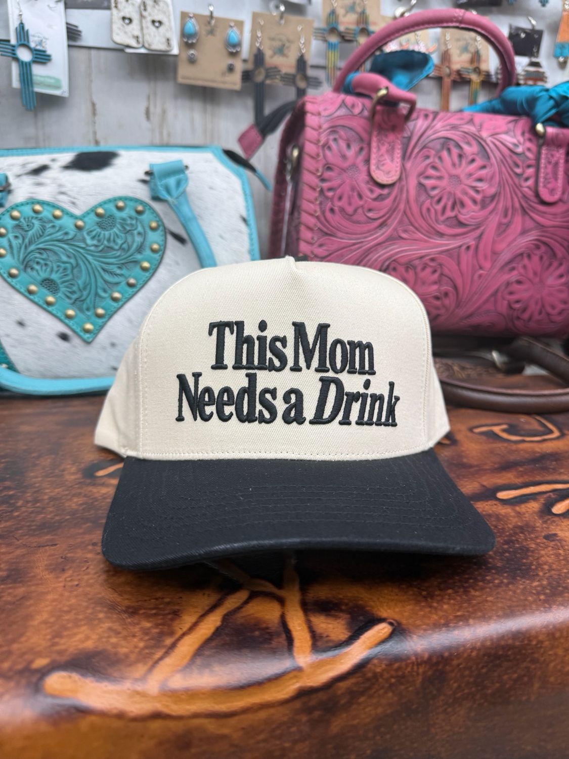 This Mom Needs A Drink Embroidered Trucker Hat