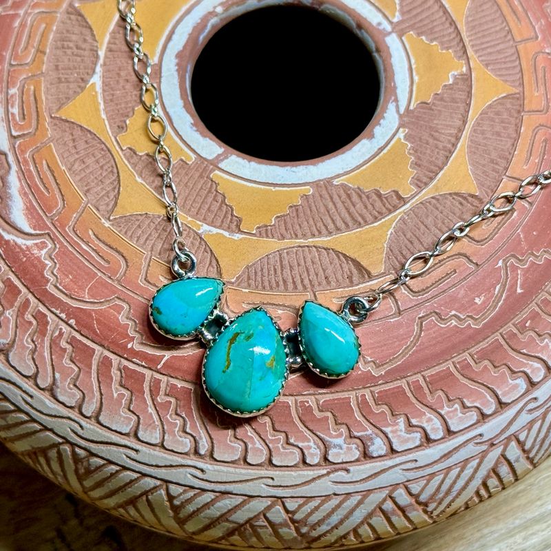 Triple Stone Kingman Turquoise Necklace