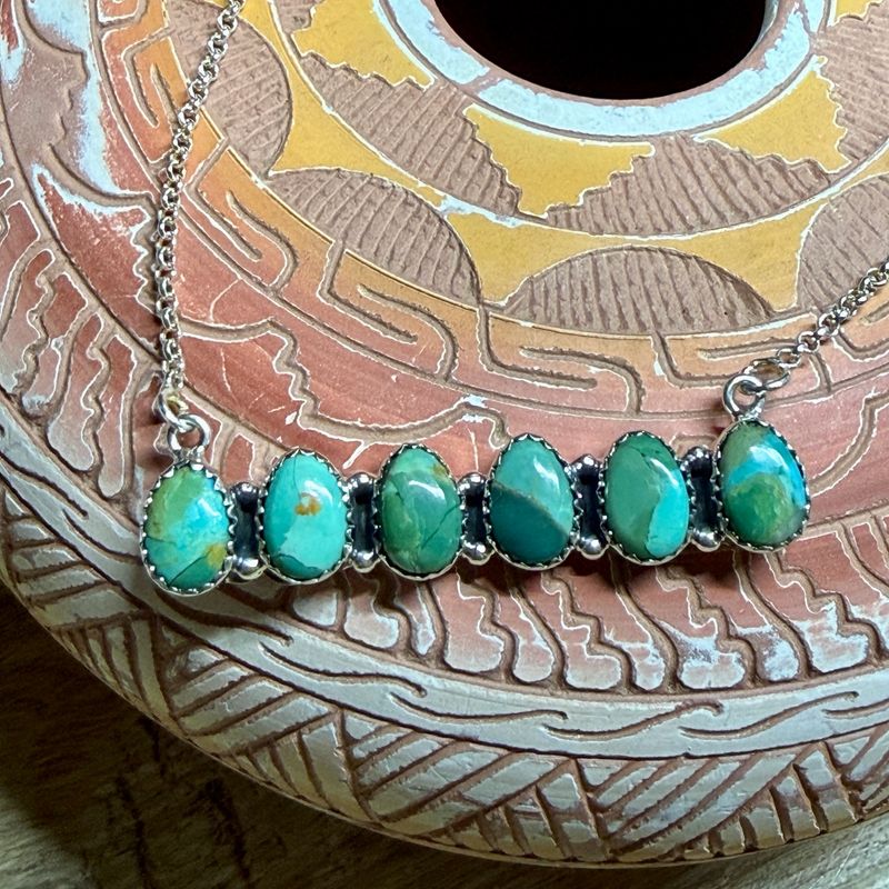 Six Stone Green Kingman Turquoise Necklace