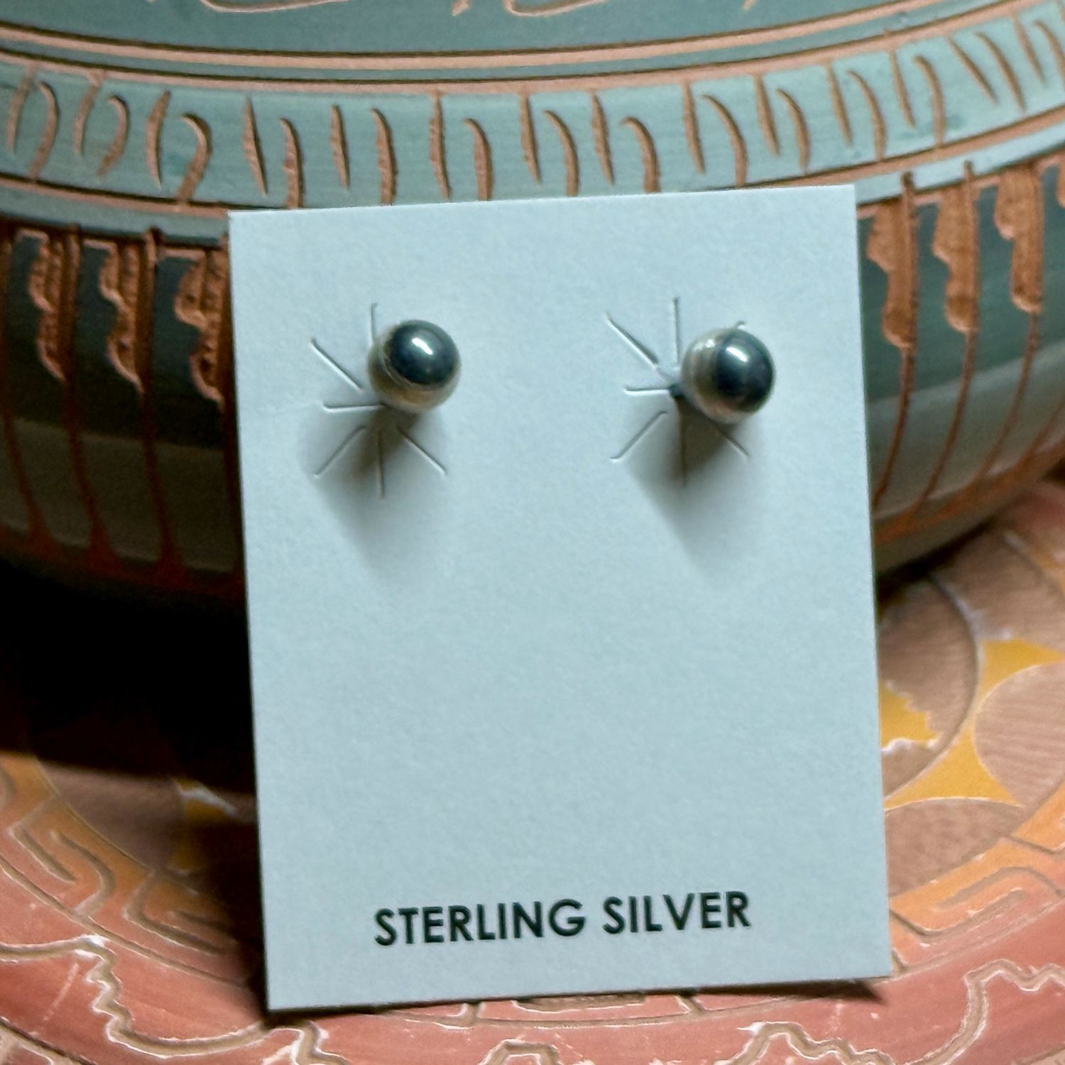 Navajo Sterling silver 4mm Bead Earrings