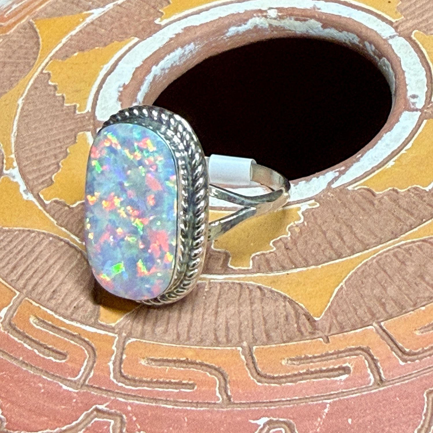 Navajo Handmade Opal Ring Size 7