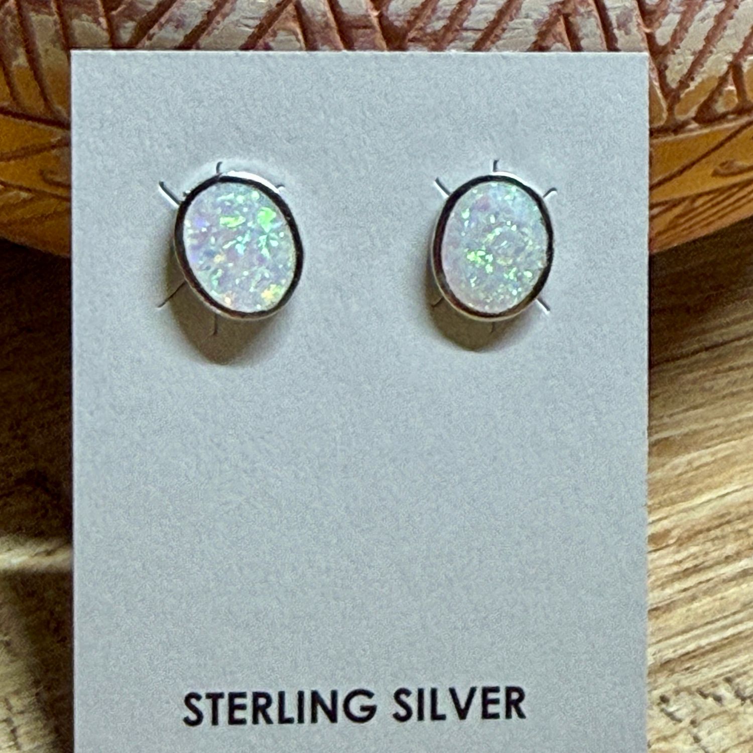 Opal Post Sterling Silver Earrings