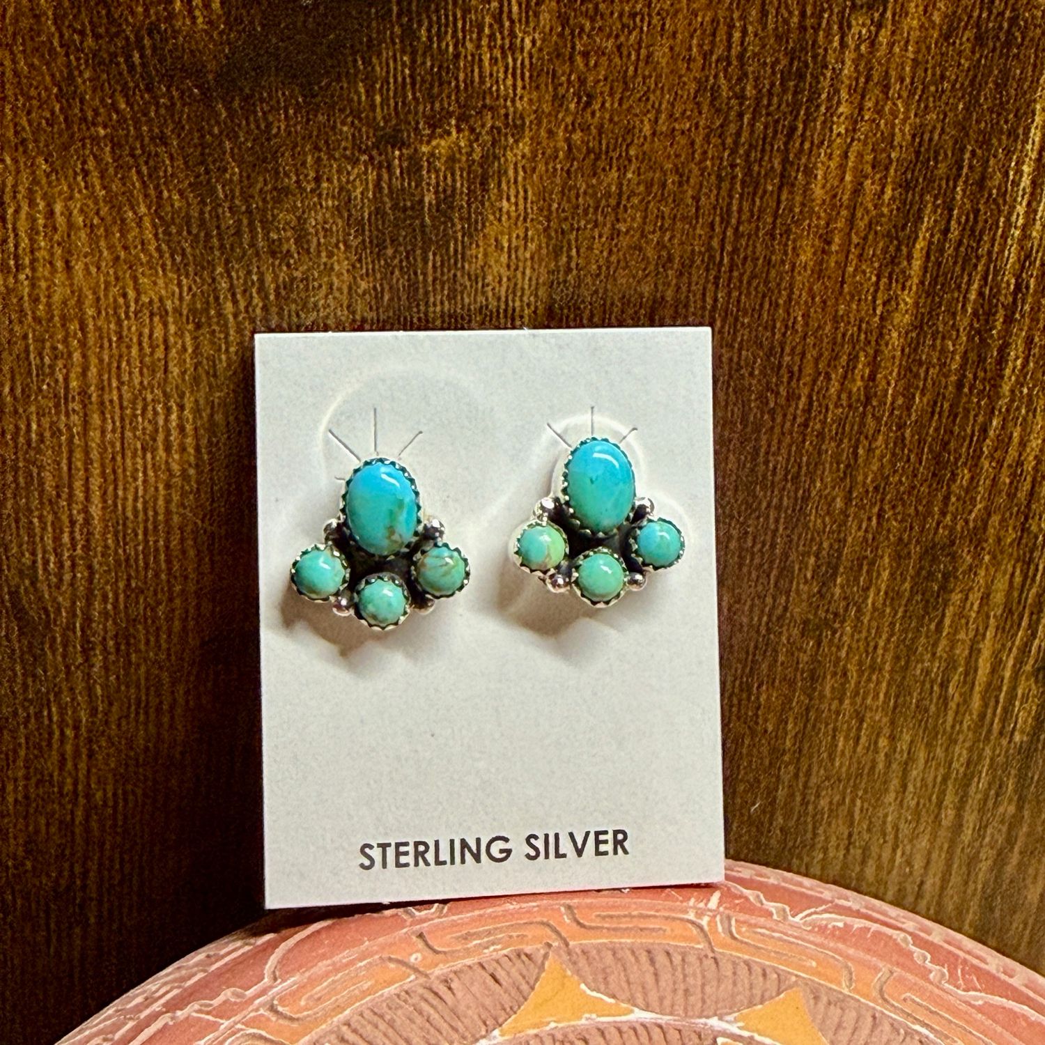 Turquoise Kingman Four Stone Post Earrings