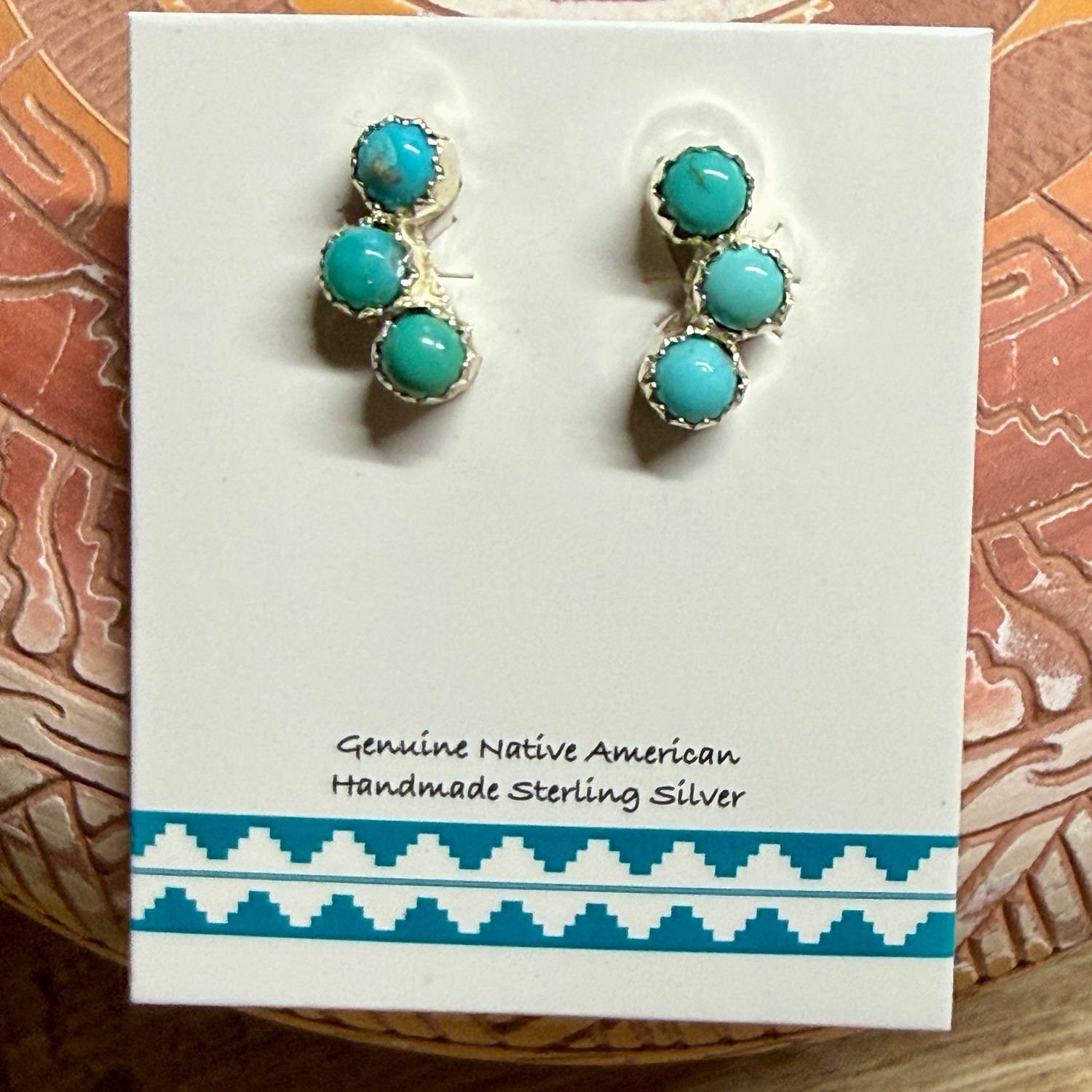 Zuni Handmade Kingman Turquoise Earrings