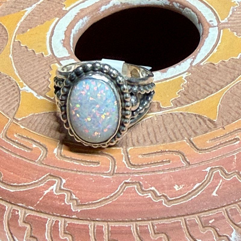 Navajo Handmade Opal Ring Size 7