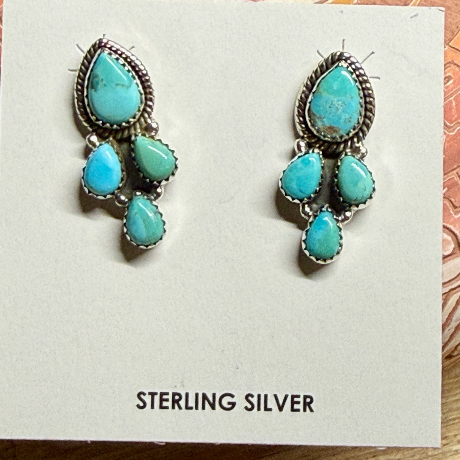 Kingman Teardrop Cluster Post Earrings