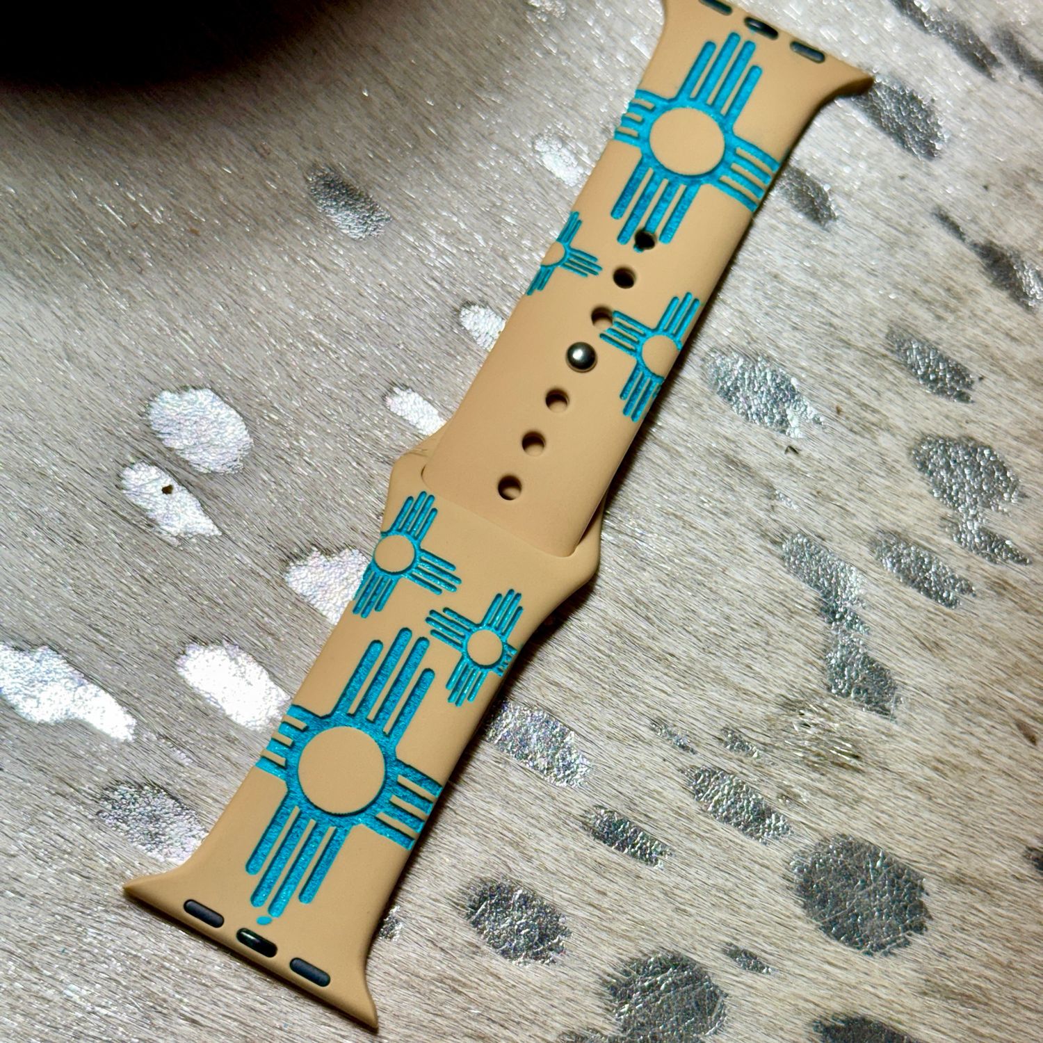 Zia Engraved Tan Silicone Watchband 42-45