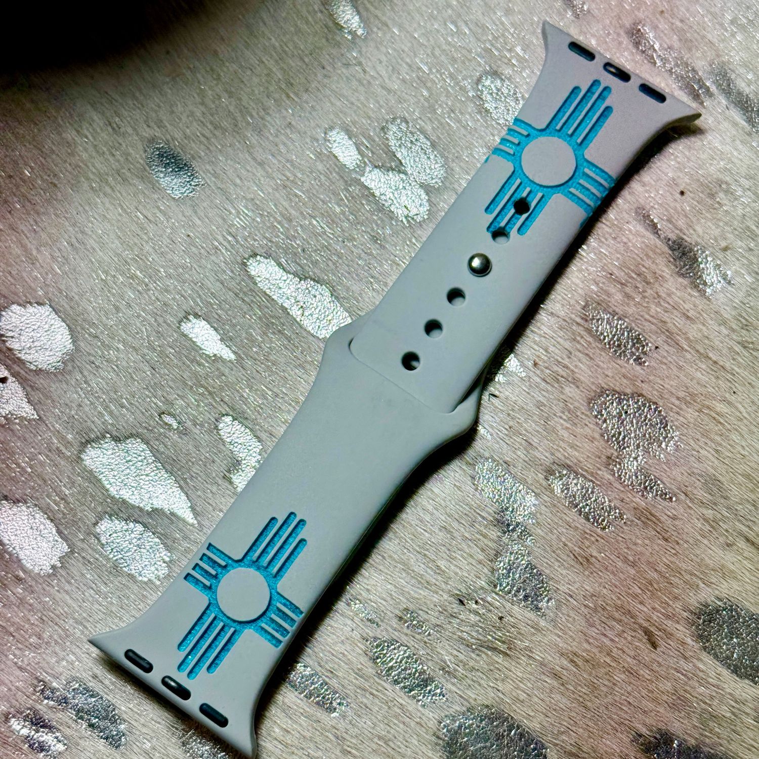 Zia Engraved Grey Silicone Watchband 38-41