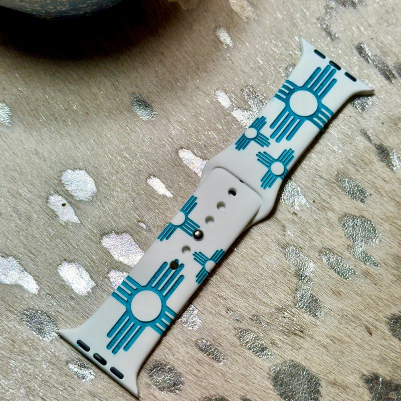 Zia Engraved White Silicone Watchband 42-45