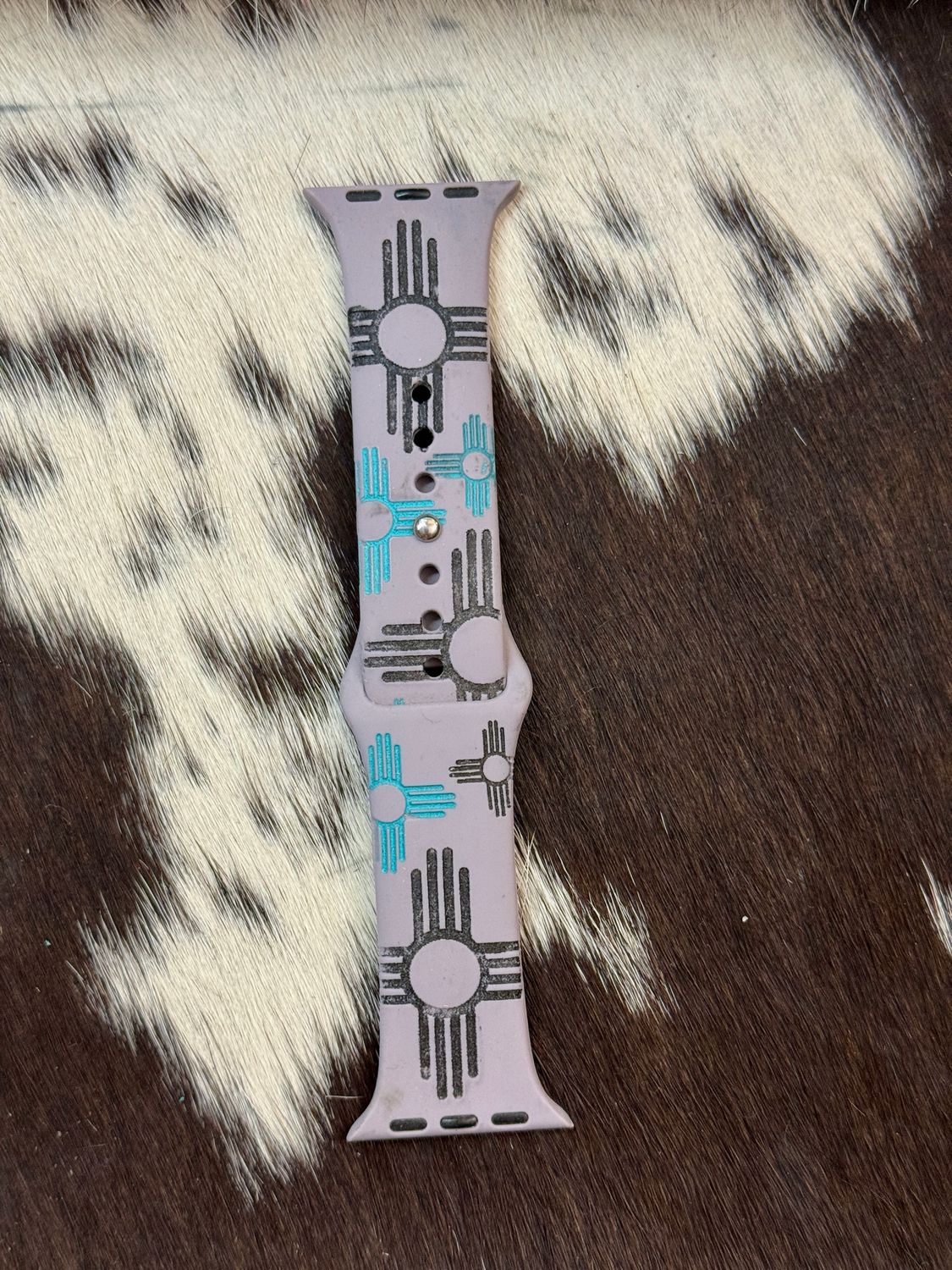 Purple Turquoise Zia Engraved Purple Silicone I Watchband 38-41