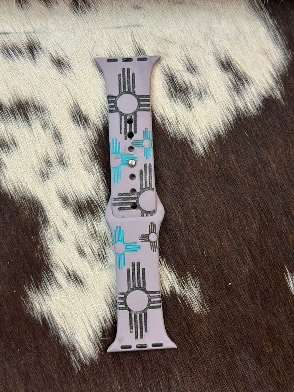 Purple Turquoise Zia Engraved Purple Silicone I Watchband 38-41