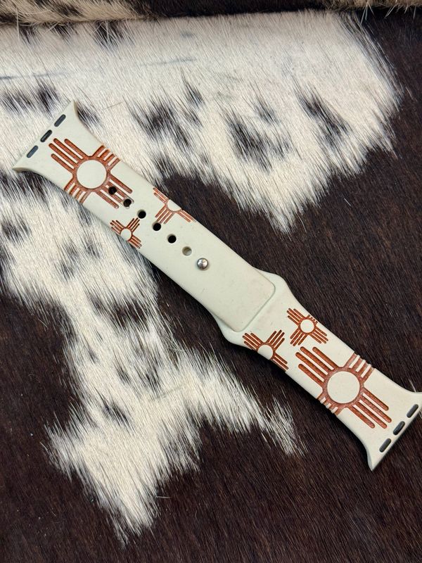 Rust Zia Engraved Bone Silicone iwatchband 38-41